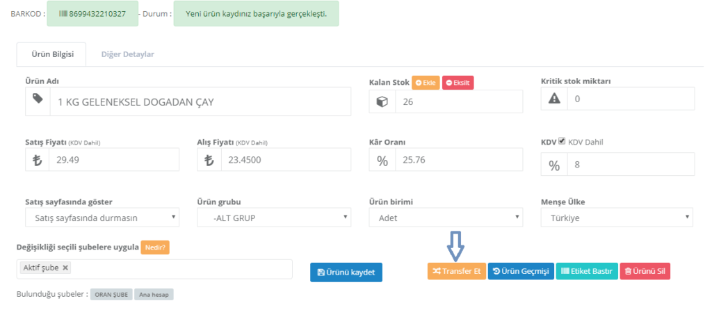 4. Şubeler arası ürün transfer etme - 1 - 4. Şubeler arası ürün transfer etme - 1