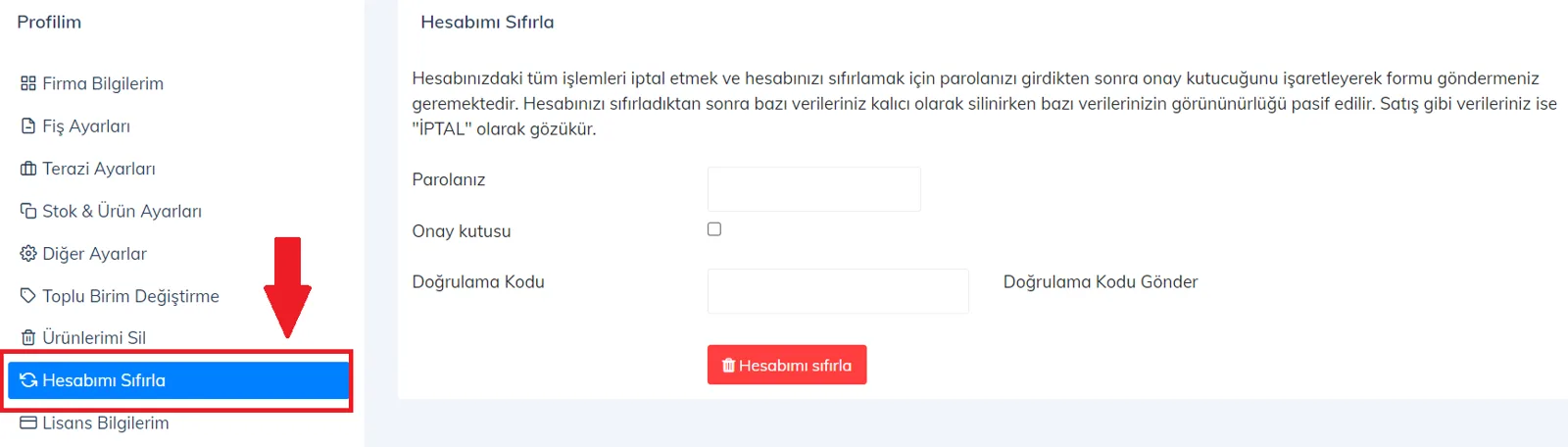 Web - Hesap Nasıl Sıfırlanır?
