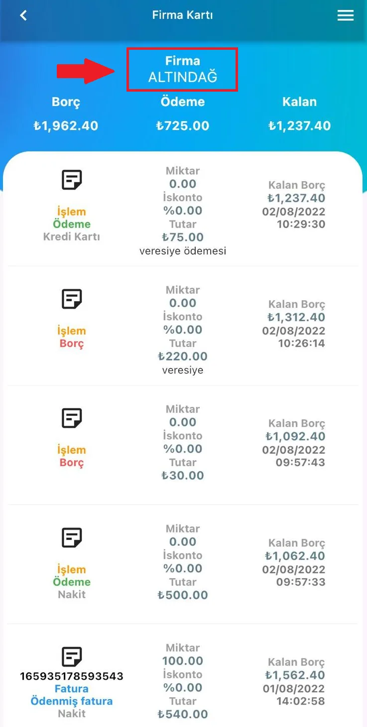 Mobil - Firmalara Yapılan İşlemler Nereden Görüntülenir?