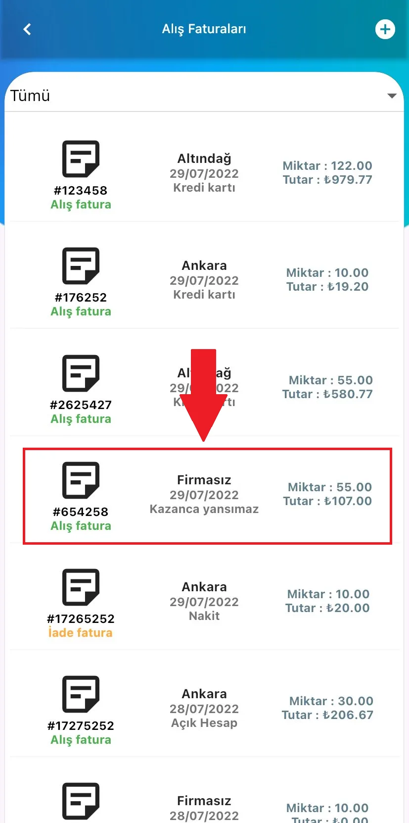 Mobil - Alış Faturası Nasıl Silinir?