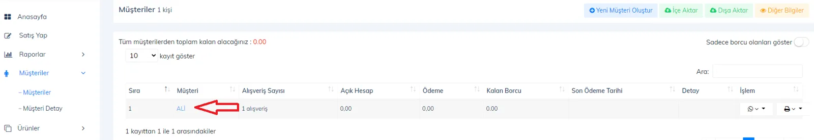 Web - Müşteriye Yapılan Satış Nasıl Görüntülenir?