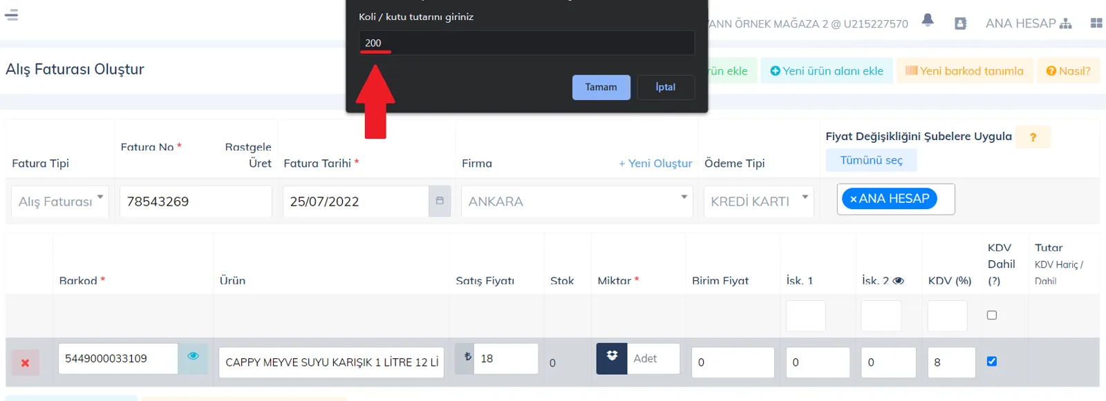 Web - Alış Faturasına Koli Ürün Nasıl Eklenir? Web - Alış Faturasına Koli Ürün Nasıl Eklenir?