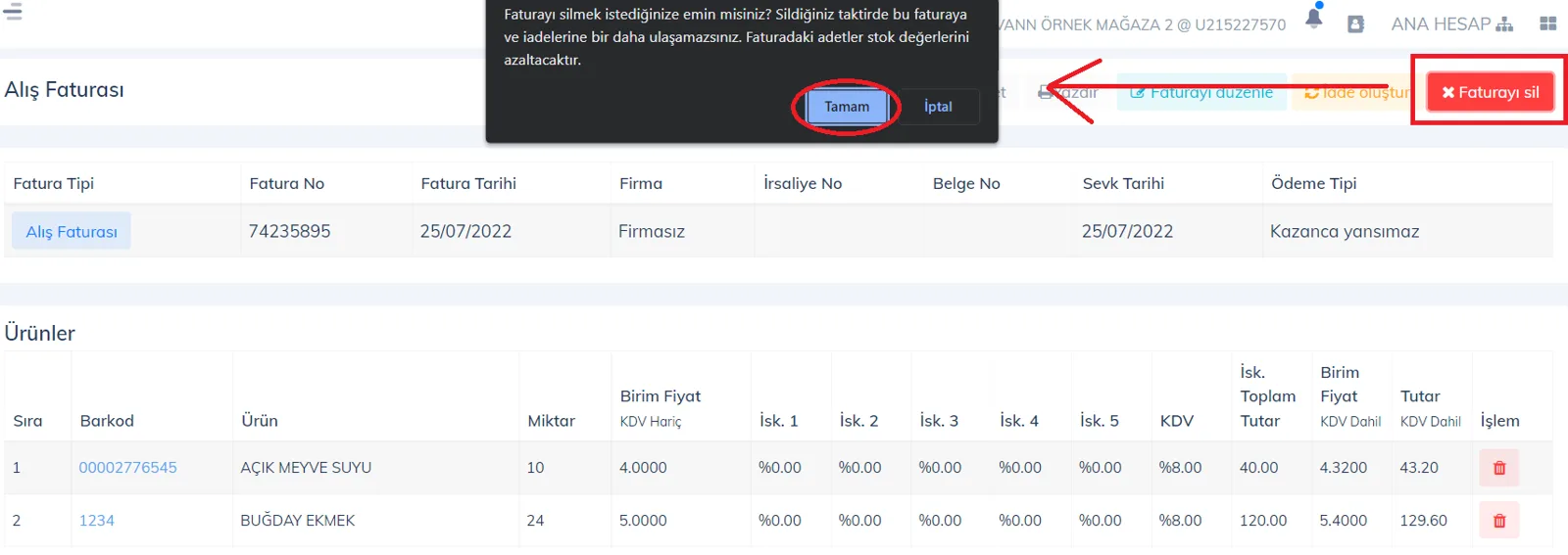 Web - Kaydedilen Alış Faturası Nasıl Silinir? Web - Kaydedilen Alış Faturası Nasıl Silinir?