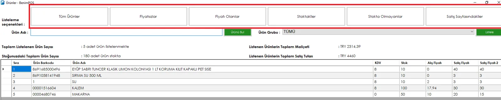 Masaüstü - Ürün Filtreleme İşlemleri Nasıl Yapılır?