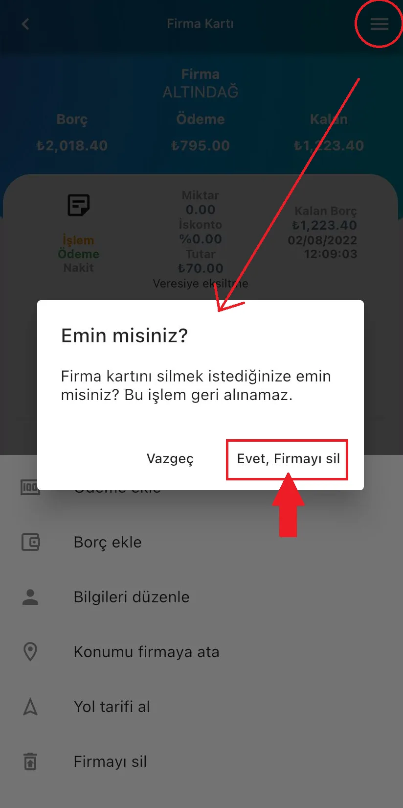 Mobil - Firma Nasıl Silinir?