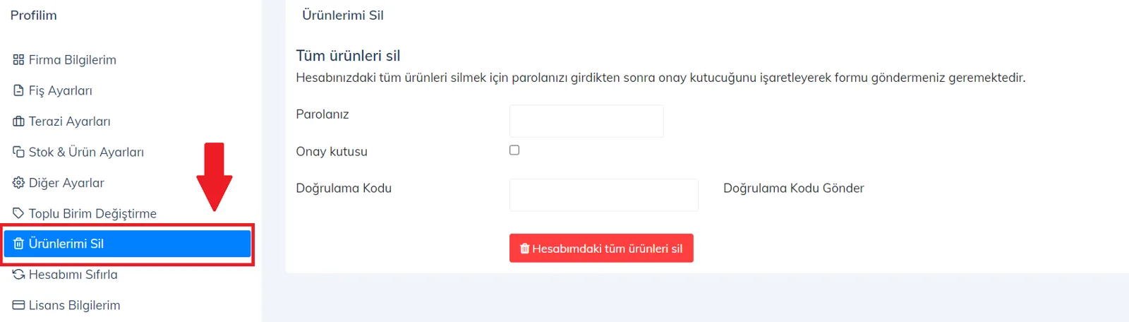 Web - Tüm Ürünler Nasıl Silinir?