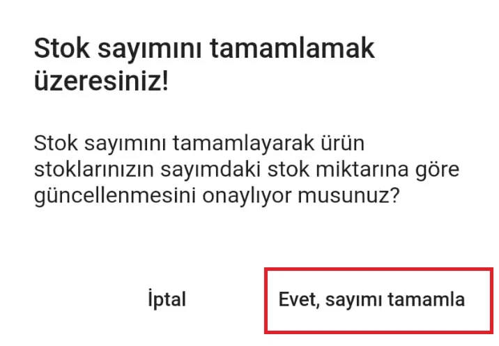 Mobil - Stok Sayımı Nasıl Bitirilir?