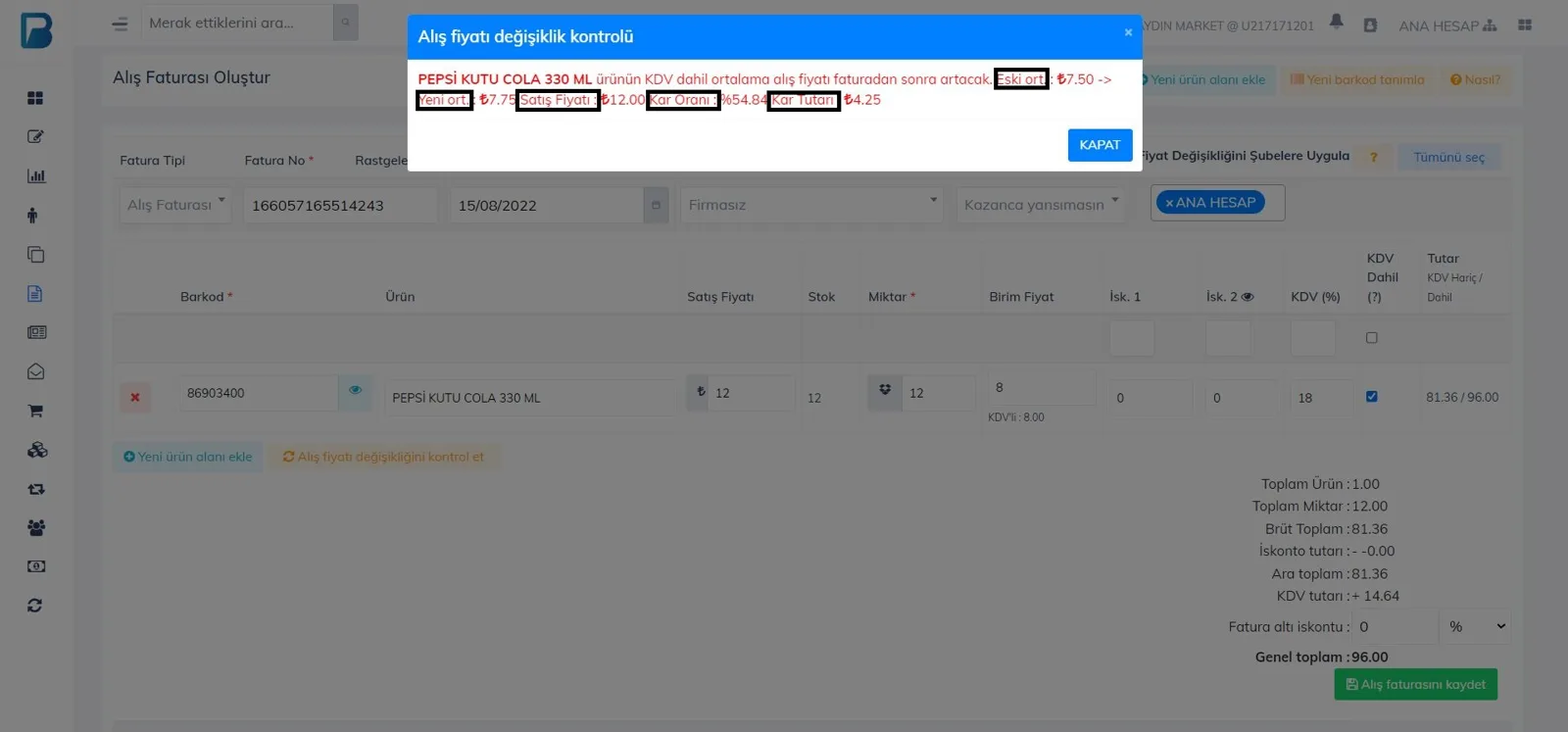 Web - Alış Faturasında Ortalama Alış Fiyatı Nasıl Görüntülenir? Web - Alış Faturasında Ortalama Alış Fiyatı Nasıl Görüntülenir?