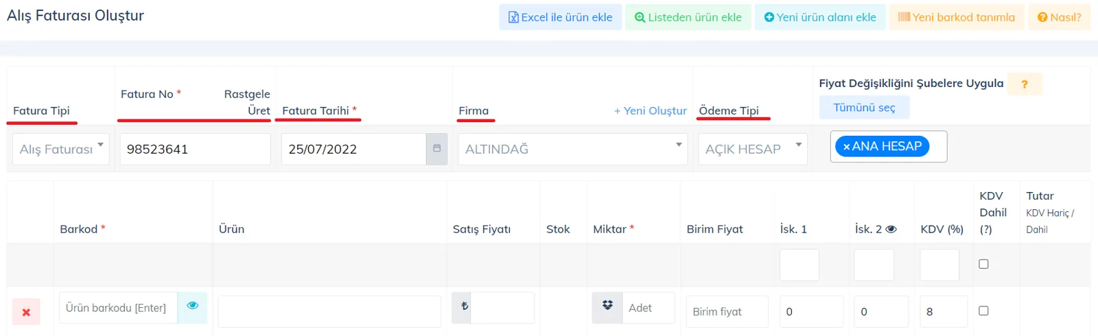 Web - Alış Faturası Üzerinde Yapılan Değişiklikler Şubelere Nasıl Uygulanır?