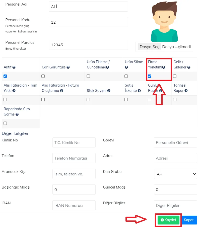 Web - Personele Firma Yönetimi Yetkisi Nasıl Verilir?