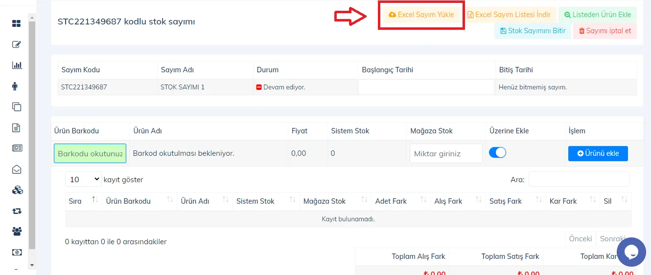 Web - Excel ile Stok Sayımı Yükleme İşlemi Nasıl Yapılır?