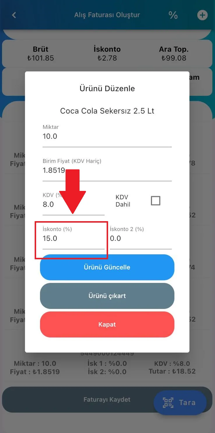 Mobil - Alış Faturasında Ürünlere İskonto Nasıl Uygulanır? Mobil - Alış Faturasında Ürünlere İskonto Nasıl Uygulanır?