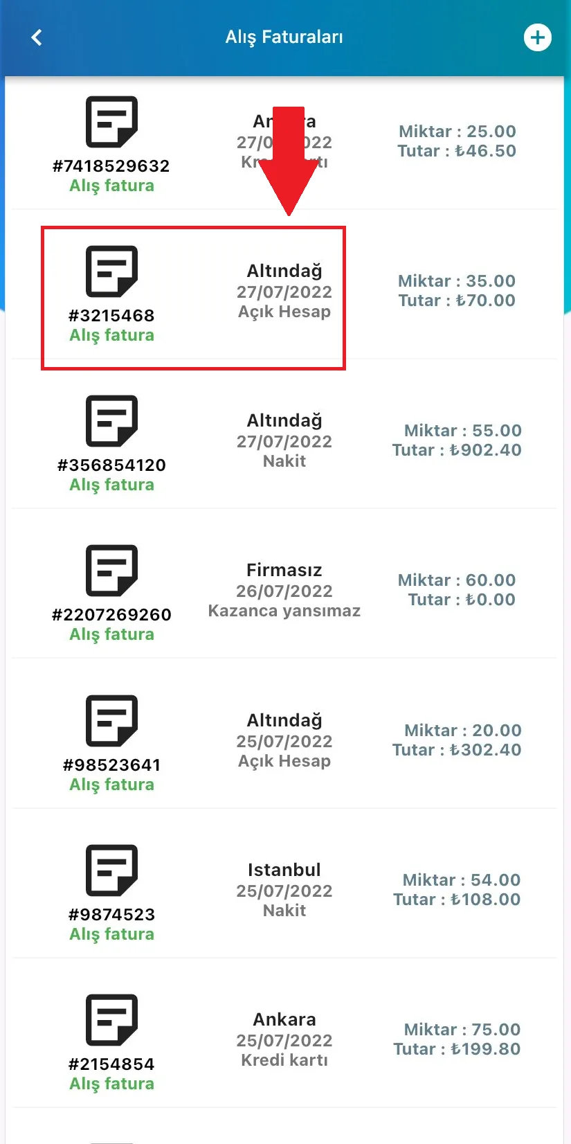 Mobil - Alış Faturasında Yer Alan Ürünler Nasıl Silinir?