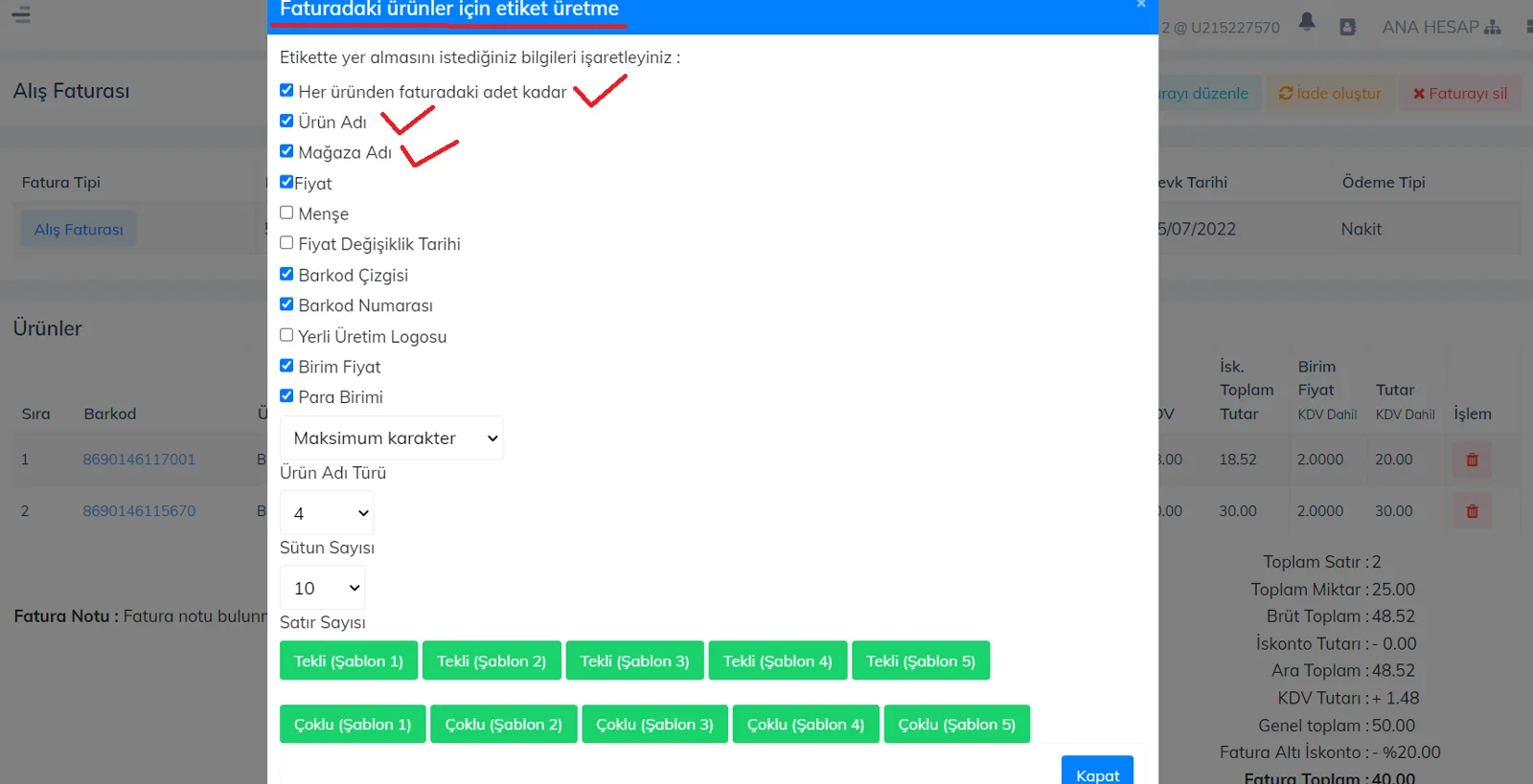Web - Alış Faturasında Etiket Nasıl Üretilir? Web - Alış Faturasında Etiket Nasıl Üretilir?