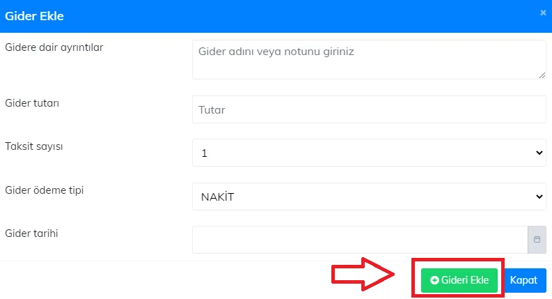 Web - Oluşturulan Giderleri Düzeltme İşlemi Nasıl Yapılır?