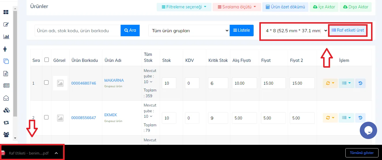 Web - Ürünler Sayfasında Etiket Üretme İşlemi Nasıl Yapılır?
