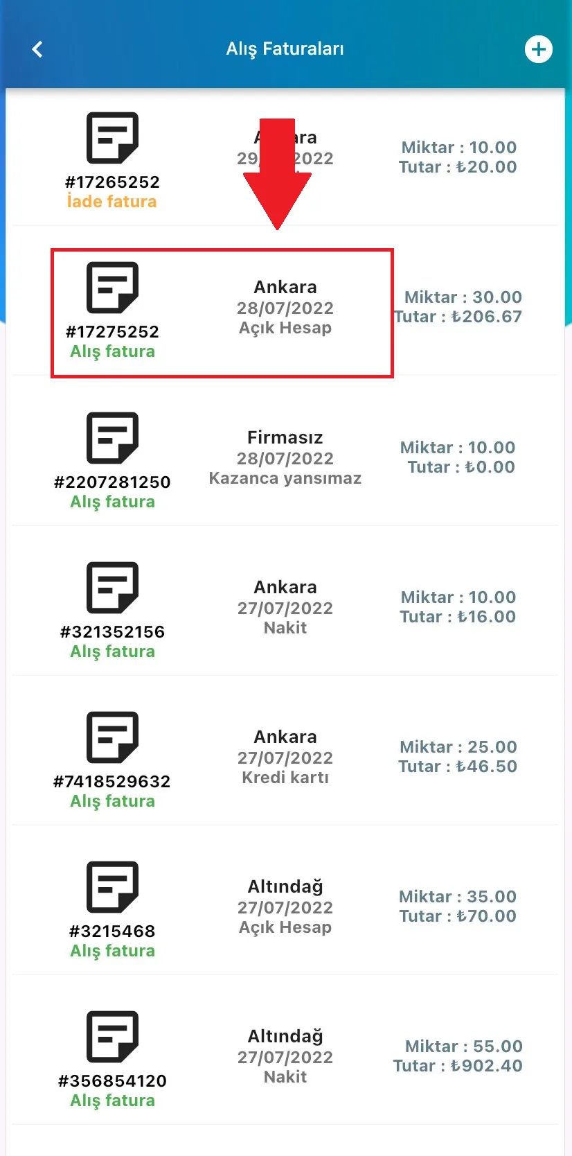 Mobil - Kaydedilmiş Alış Faturası Nasıl Düzenlenir? Mobil - Kaydedilmiş Alış Faturası Nasıl Düzenlenir?