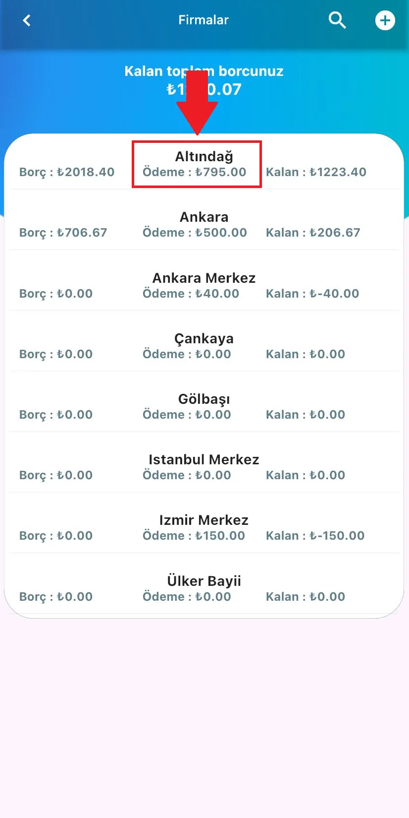 Mobil - Firmaya Borç Nasıl Eklenir?