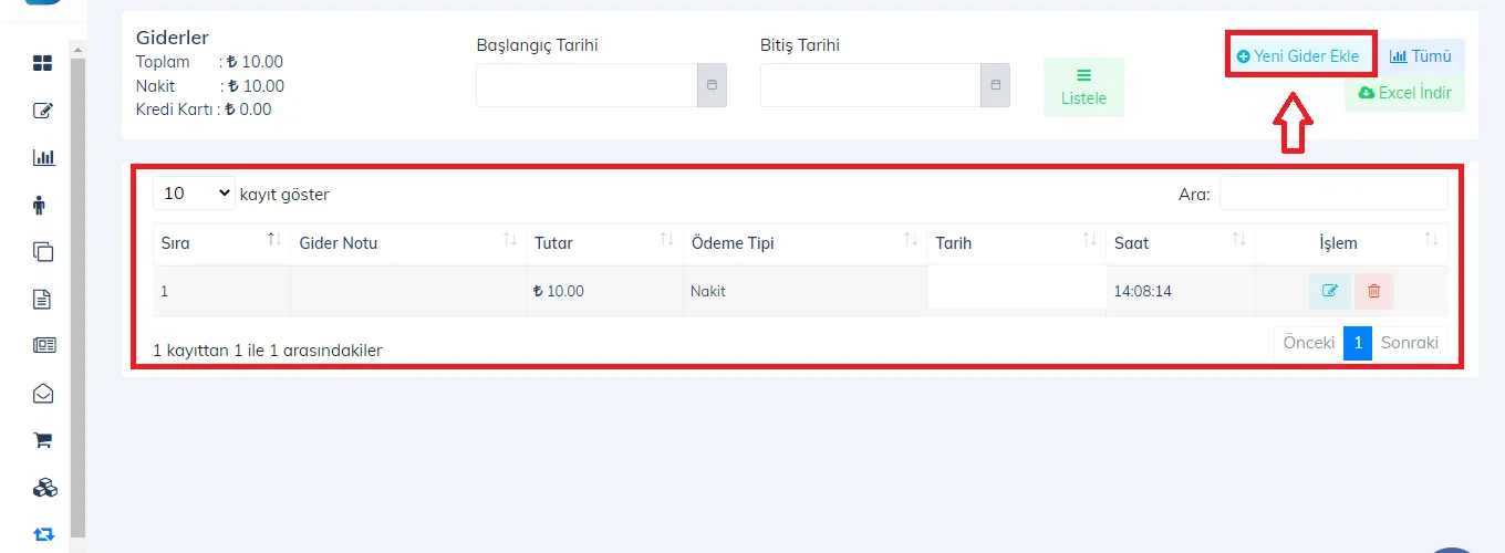 Web - Gider Bilgisi Nasıl Girilir?