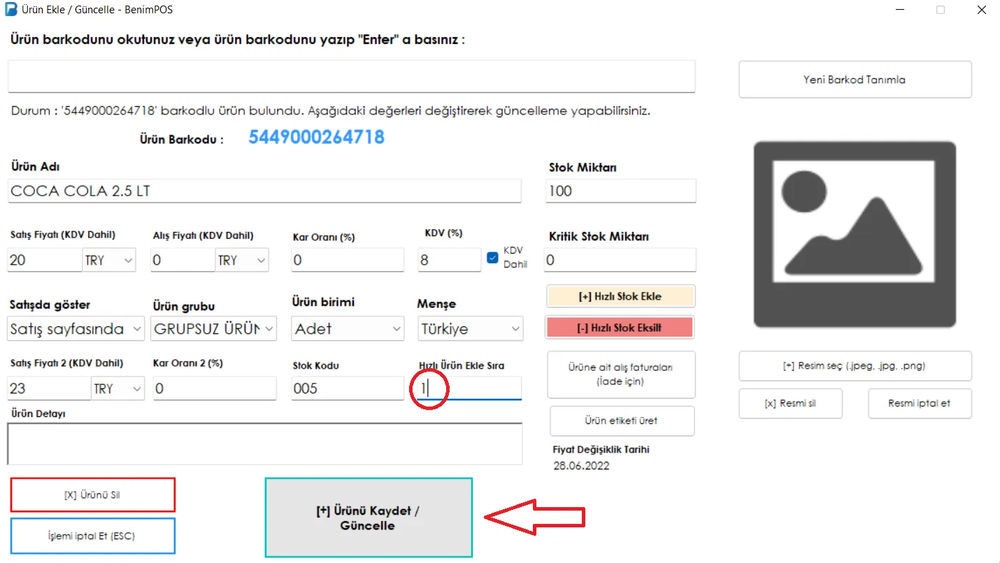 Masaüstü - Hızlı Ürün Listesindeki Ürünün Sırası Nasıl Değiştirilir?