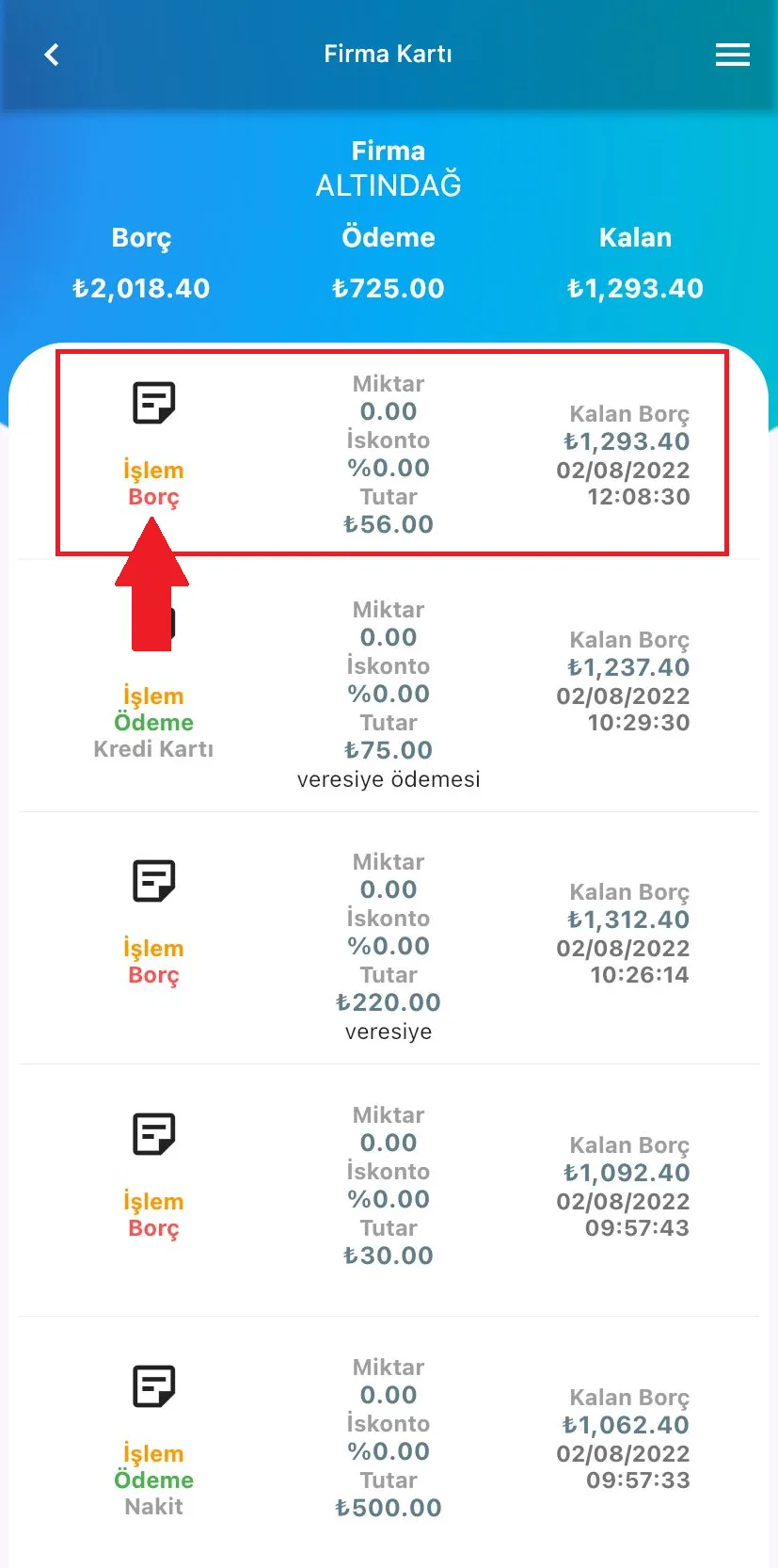 Mobil - Firmaya Borç Nasıl Eklenir?