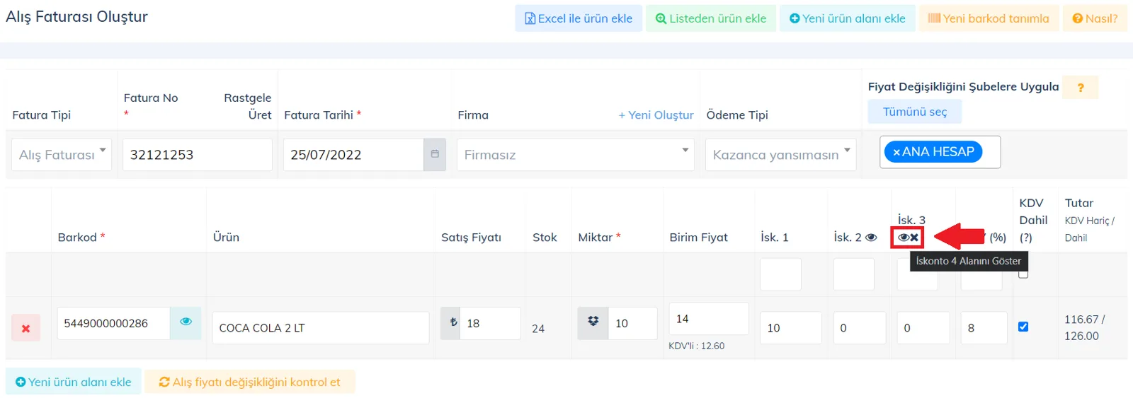 Web - Alış Faturasında Ürünlere İskonto Nasıl Uygulanır? Web - Alış Faturasında Ürünlere İskonto Nasıl Uygulanır?