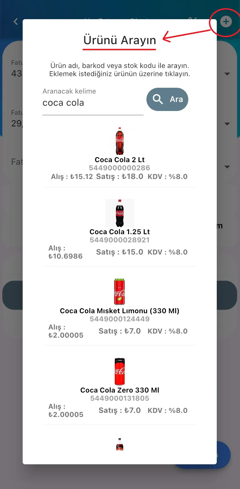 Mobil - Alış Faturasına Listeden Ürün Nasıl Eklenir? Mobil - Alış Faturasına Listeden Ürün Nasıl Eklenir?