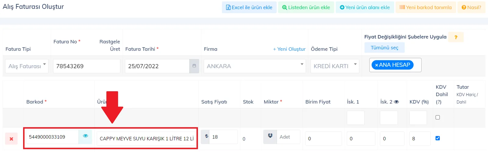 Web - Alış Faturasına Koli Ürün Nasıl Eklenir? Web - Alış Faturasına Koli Ürün Nasıl Eklenir?