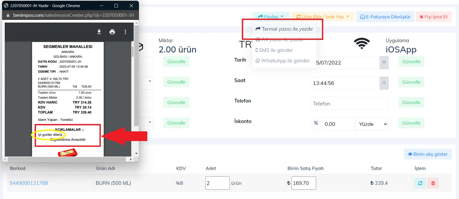 Web - Satış Fişine Ek Açıklamalar Nasıl Yapılır? Web - Satış Fişine Ek Açıklamalar Nasıl Yapılır?