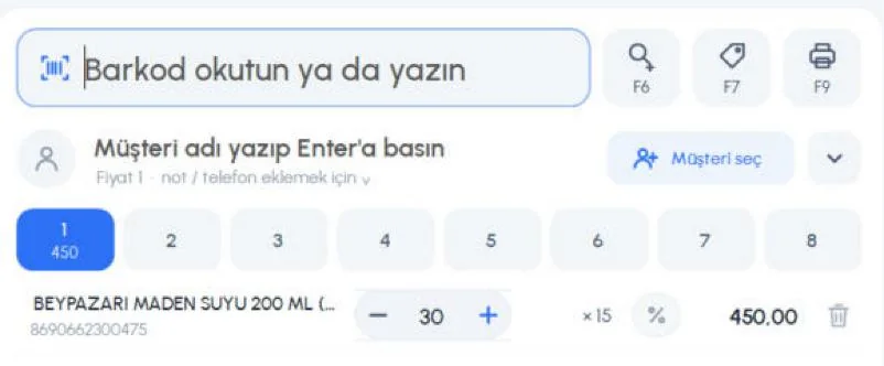 Masaüstü satış: koli barkodu okutulunca ürün paket adediyle eklendi