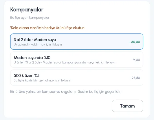 Masaüstü Kampanyalar penceresi
