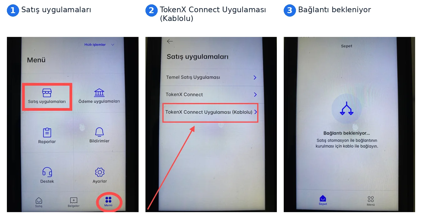 Beko X30 TR: Satış uygulamaları › TokenX Connect (Kablolu) › Bağlantı bekleniyor