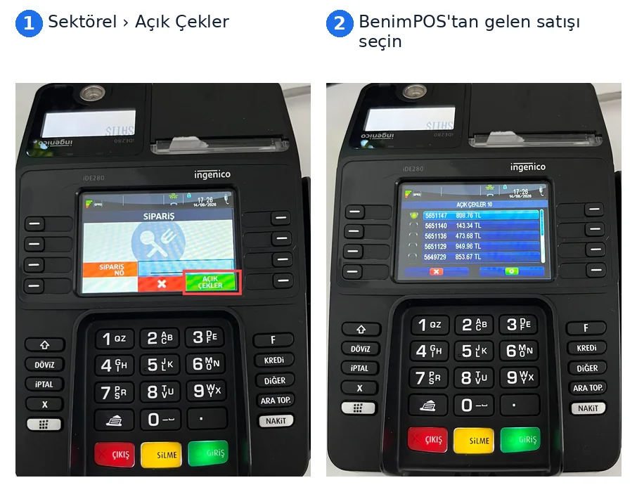 Ingenico: Sektörel › Açık Çekler ve BenimPOS'tan gelen satış