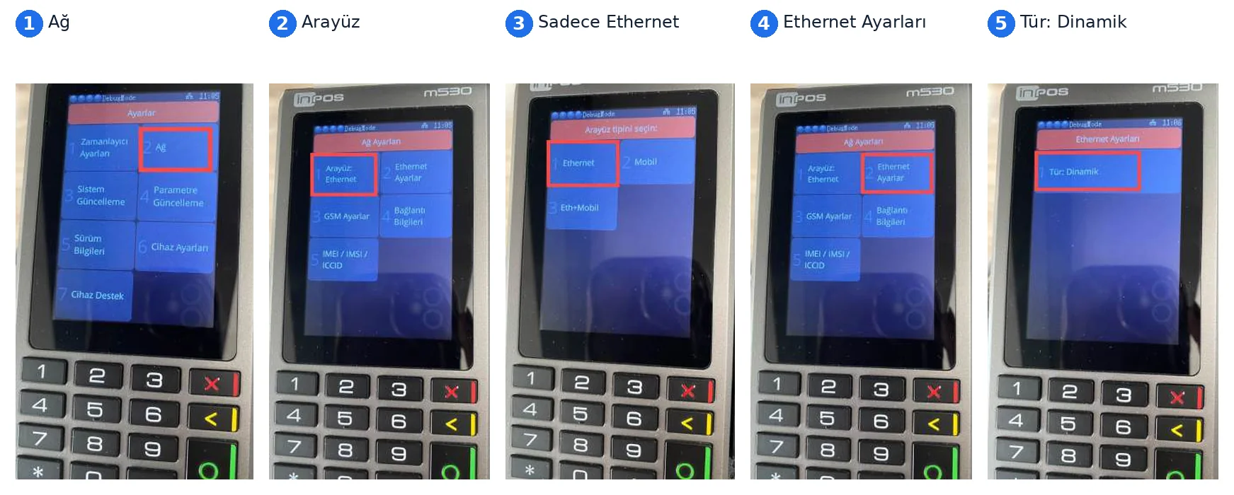 inPOS: Ağ › Arayüz › Sadece Ethernet, Ethernet Ayarları › Dinamik