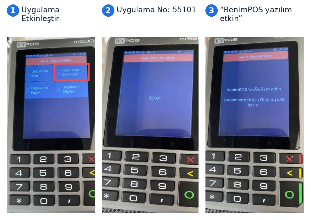 inPOS: Uygulama Etkinleştir › 55101 › BenimPOS yazılım etkin