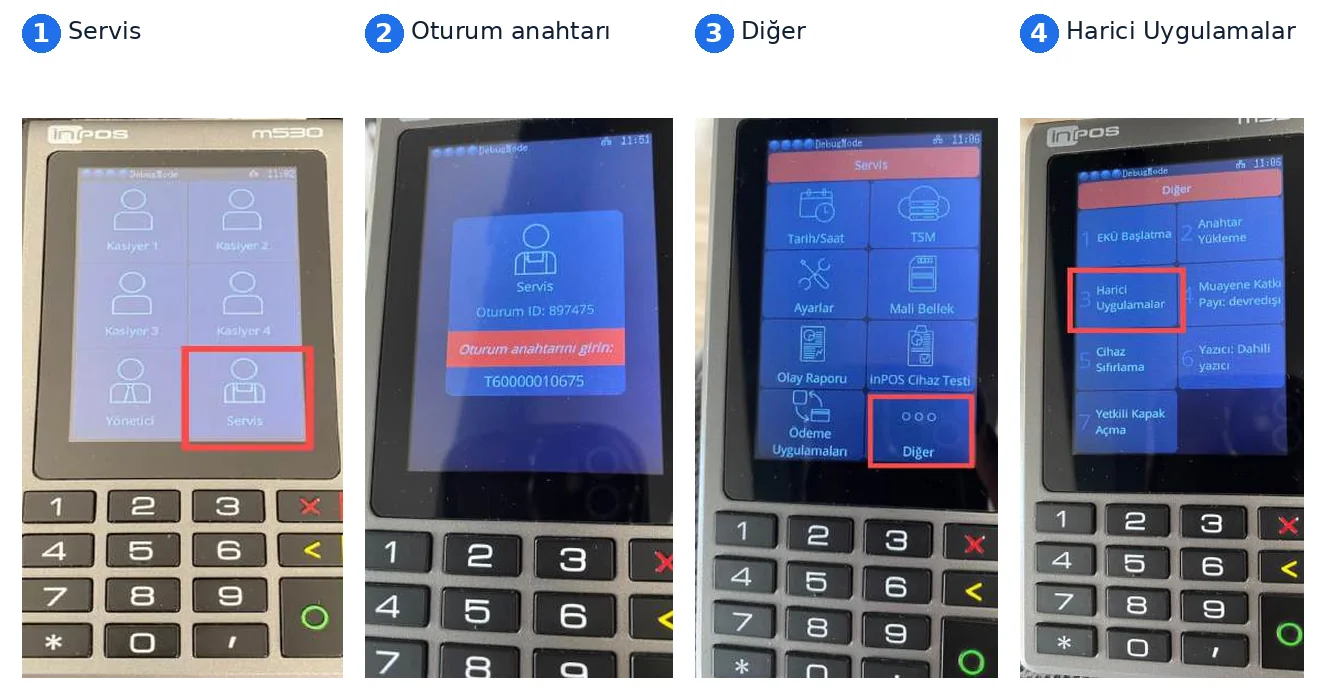 inPOS: Servis › Oturum anahtarı › Diğer › Harici Uygulamalar