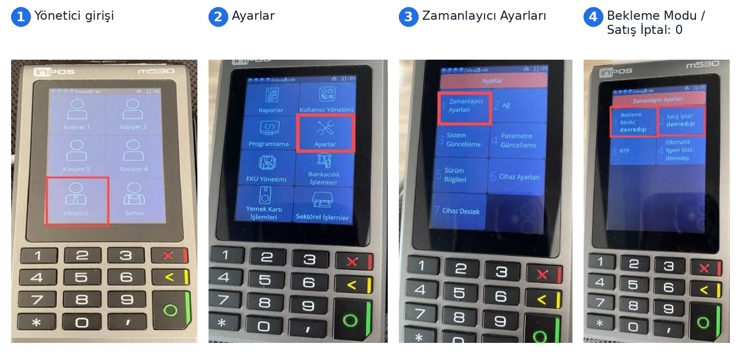 inPOS: Yönetici › Ayarlar › Zamanlayıcı Ayarları
