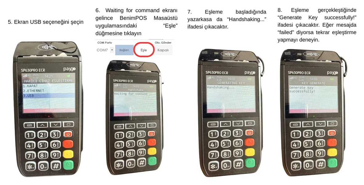 Paygo: USB seçimi ve BenimPOS'ta Eşle