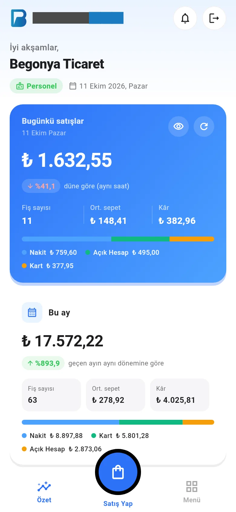 Mobil ana sayfa özet görünümü