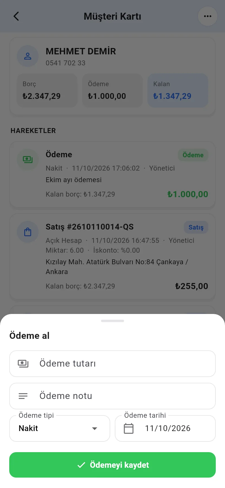 Mobil ödeme al formu
