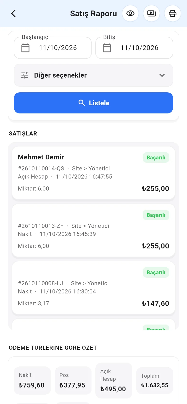 Mobil satış raporu