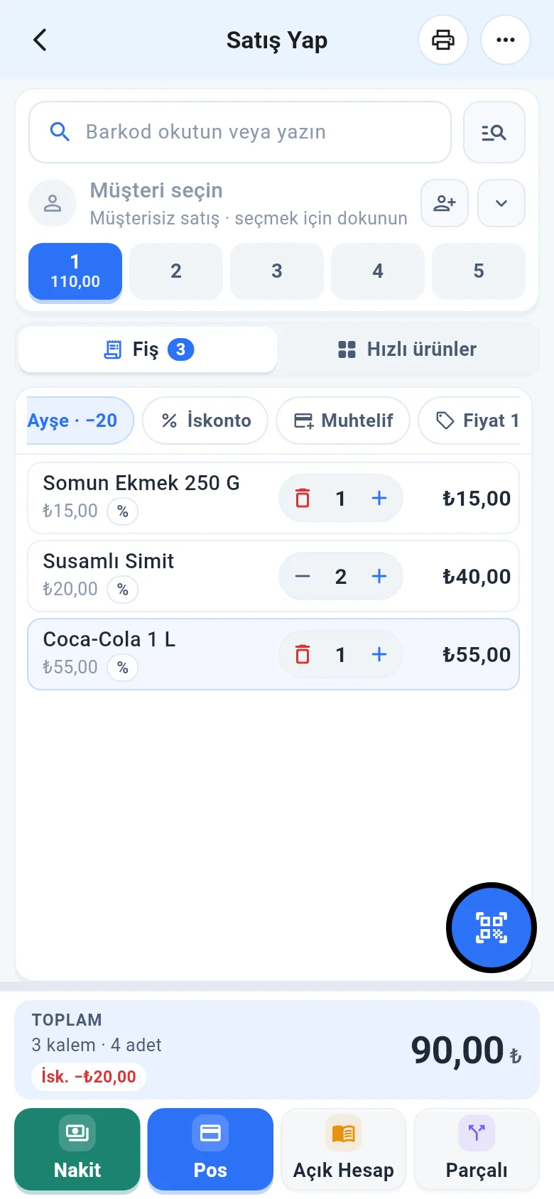 Mobil: ödül düşülmüş fiş ve toplam
